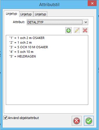Ett attributs värde kan då styra linjetypen, linjetjockleken och/eller färgen på objektet.