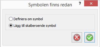 En punkt ger att symbolen hamnar på den insättningspunkten, med två punkter kan man ange riktning och med tre punkter riktning och skala. Symboler anges som default med en skala på 1:1 000.