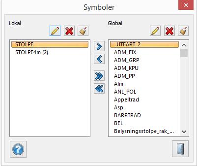 4.3 Lokala till globala symboler På samma sätt som linjetyperna är symbolerna lokala i ritningen efter att man skapat dem eller när man importerat dem.