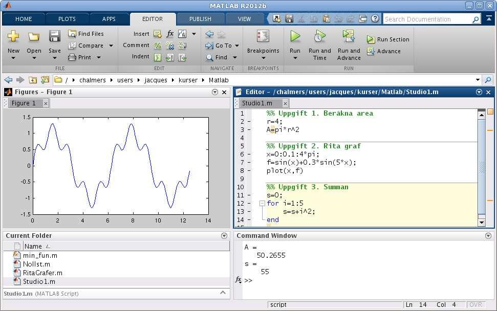 CTH/GU LABORATION 2 TMV157-2014/2015 Matematiska vetenskaper Matriser och vektorer i Matlab 1 Inledning Först skall vi se lite på matriser, vilket är den grundläggande datatypen i Matlab, sedan skall