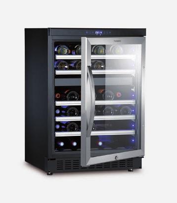 DOMETIC D 50 Vinkylskåp med 2 temperaturzoner DOMETIC D 52 Vinkylskåp med 1 temperaturzon 62 flaskor av typen Bordeaux 5 utdragbara hyllor i trä Temperaturområde 5 C till 22 C