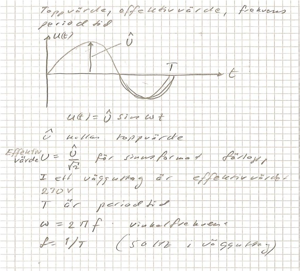 Toppvärde, effektvvärde, frekvens, perodtd Effektvvärde är det som avses om nge annat sägs. Vd lkström, D, är det enkelt att ange en sffra på storleken på en spännng eller ström.