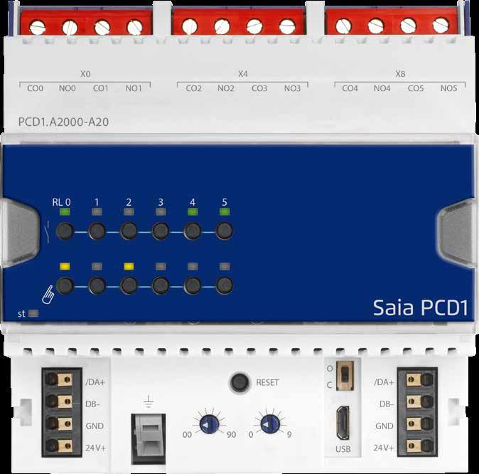 Datablad PD1.A2000-A20 E-Line S-Serie RI 6 relä 16 A E-Lines S-Serie RI:n styrs via RS-485 seriell kommunikation, protokoll S-Bus och Modbus för decentraliserad automation med industriell kvalitet.
