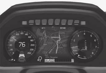 Kartnavigering* i förardisplay Sensus Navigation presenteras och manövreras på flera sätt, t.ex. via förardisplayen.