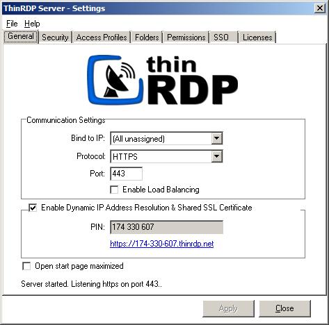 Starta programmet ThinRdpServer för att göra