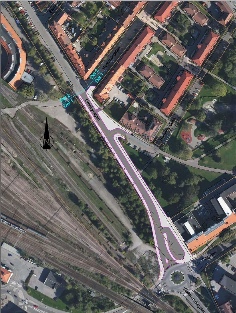 Eskilstuna kommun 2017-01-24 17 (21) Etapp 3 Smalare sektion som innefattar öppnandet av cirkulationen genom ett fjärde ben i Västermarksrondellen.