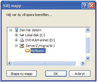 När du pekat ut sökvägen och trycker OK är licensfilen sparad och licenshanteraren öppnas automatiskt redo för att