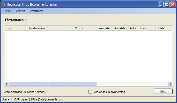 Alla som installerat den nya versionen av HogiaLön Plus har också fått programmet Licenshanteraren och kan då gå in och registrera/avregistrera databaser.