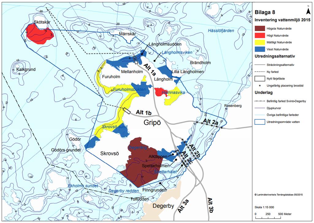 Centralt på Gripö finns även ett klibbalskärr samt en trädfattig mosse/myr vilka båda är skyddsvärda biotoper. På den västra sidan av Gripö finns naturtypen Västlig taiga.