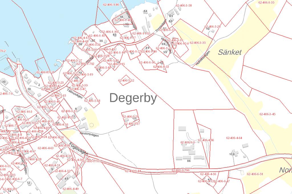 färjeläge 1a. Slutlig utformning av väganslutningen mot Degerby har ännu inte valts.