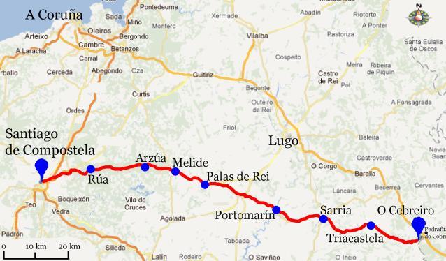 Medel vandring 20 km Katedralen i Santiago de Compostela Dag 12 Hemresa Om du inte valt att stanna flera nätter i Santiago de Compostela är det nu dags för hemresa eller vidare resa i Spanien.