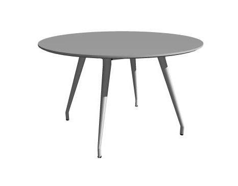 Table with top in white laminate (as per RAL 9016), birch or oak veneer. Legs in white lacquer (RAL 9016) or polished aluminium.