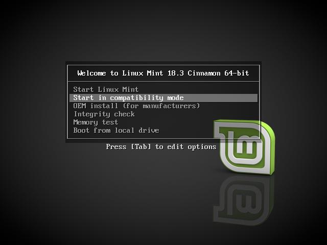 2: Isolinux-menyn