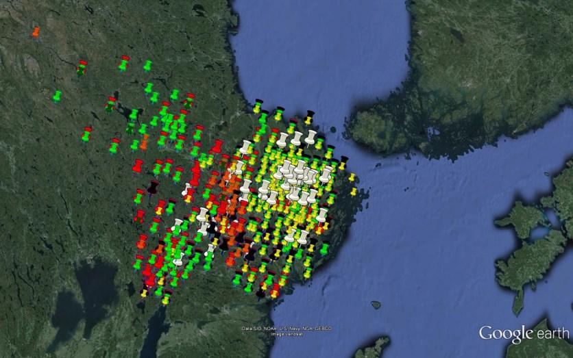 Län, kommun, församling (LKF) Avläggen som är koordinatsatta på LKF-nivå är utspridda geografiskt och täcker till stora delar hela Mälarregionen (Figur 2).