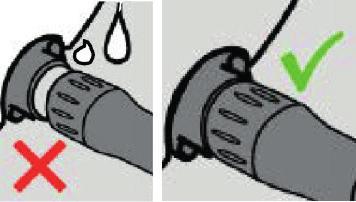 Anslut den flytande kabeln till styrlådan och lås fast pluggen genom att skruva ringen medurs för att minimera risken att skada den flytande kabeln (se bild, ).