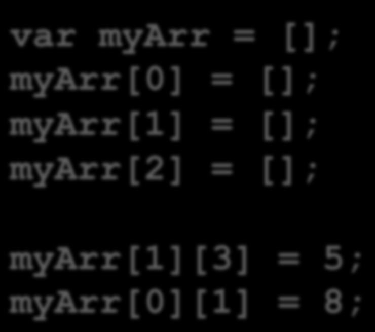 Matris var myarr = []; myarr[0] = []; myarr[1] =