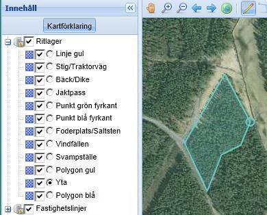 Rita Man kan rita in egna symboler geometrier i kartan för att kunna göra kartor för olika ändamål Det finns punkter, linjer och polygoner med olika färg och några av dessa har vi namngivit Det kan