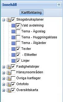 innan gallring och på avd 32 är det behöv av en återväxtkontroll för att försäkra sig om att föryngringen är tillräcklig Har man flera fastigheter kan man mellan kartan och tabellen välja vilken