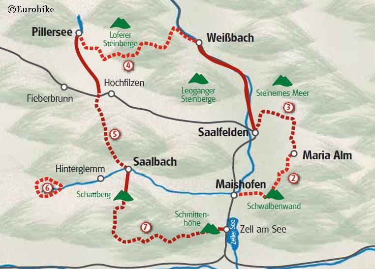 Alpvandring i Pinzgau & Pillerseetal, 7 nätter 7(7) Alpvandring i Pinzgau & Pillerseetal Vandringen går på högre höjd, till stora delar längs naturstigar uppe på berget men även till viss del längs