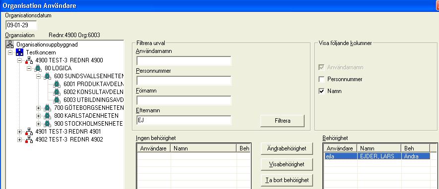 Användarhandbok SÄKERHET Sida 3-10 3.8.2 Organisation/Grupper Du kan lägga gruppbehörighet på användare och på organisationer.