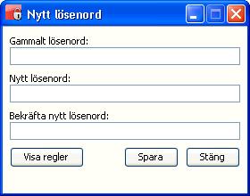 Användarhandbok SÄKERHET Sida 5-1 5 Ändra lösenord Du har samma lösenord till samtliga delsystem i Palasso. Du kan ändra lösenordet när du vill.