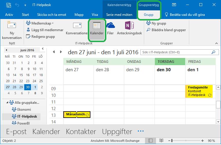 Det går att välja om de ska gå att mejla till gruppen bara inom eller utanför företaget. Grupper får automatiskt ett gemensamt delat utrymme i OneDrive för delade dokument.