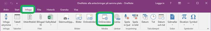 Nyheter i OneNote 2016 Onlinevideo I Office 2013 kom nyheten Onlinebilder i OneNote.