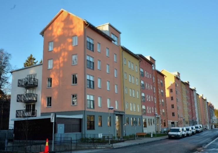1 På Lövstavägen i Hässelby har tre byggnader med FTX-system uppförts.