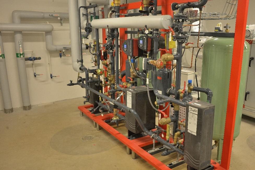 värmebatterier i luftbehandlingsaggregat via shuntgrupper i