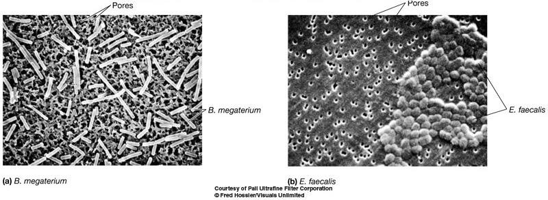 Filtration reduces microbial population or sterilizes solutions of heat-sensitive materials by removing microorganisms also used to reduce microbial populations in air depth filters thick fibrous or