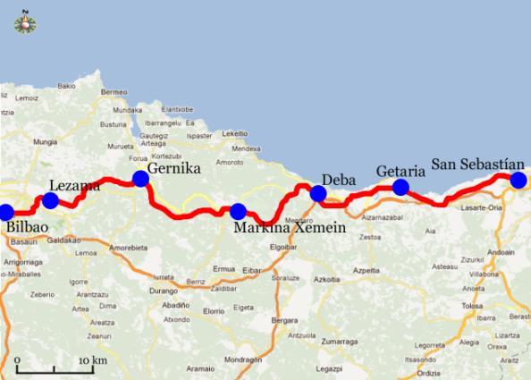 Medel vandring 21 km - 6 timmar Dag 7 Lezama Bilbao Den sista vandringsdagen startar med flack vandring innan det åter går uppför. Du skall upp för ett av bergen som omgärdar Bilbao.