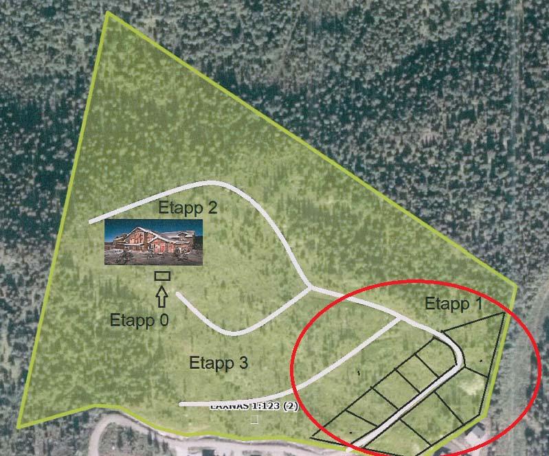BEHOVSBEDÖMNING Er beteckning Sida 4 av 9 Utdrag från sökandens skiss. Aktuellt planområde är märkt som etapp 1.