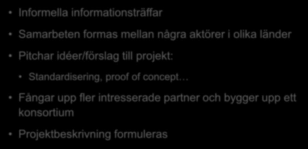 i olika länder Pitchar idéer/förslag till projekt: Standardisering,