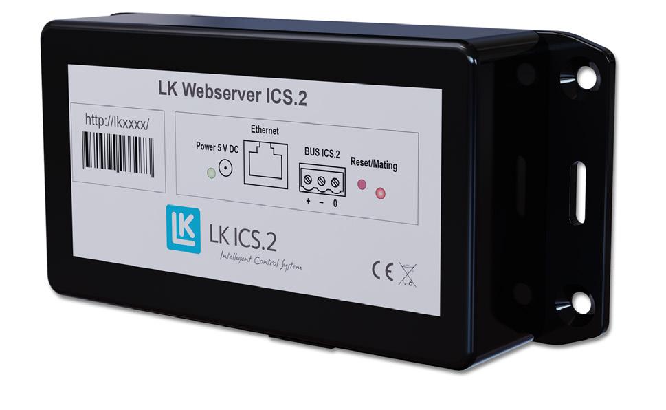 LK Webserver Utförande LK Webserver används för åtkomst och styrning av LK Rumsreglering ICS.2 och/eller LK Vattenfelsbrytare från mobiltelefon, surfplatta eller dator.