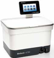 Biosonic UC-150 Effektivt kompakt ultraljudsbad med touch LCD display och datalogg. På touch screen displayen väljs språk, datum, klockslag, rengöringsläge, temperatur etc.