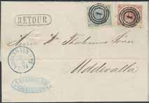 Inkommande post / Incoming mail 165 165K Danmark. 2+4 øre på brev sänt från KIØBENHAVN OPE 3.8.1870, via GÖTEBORG 4.8.1870, till Uddevalla.