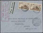 * 700:- 251+272 Air mail cover, 2 1,5+2 Fr on catapult cover. Sent from Cherbourg Maritime Manche 11.7 32. Deutscher Schleuderflug D.