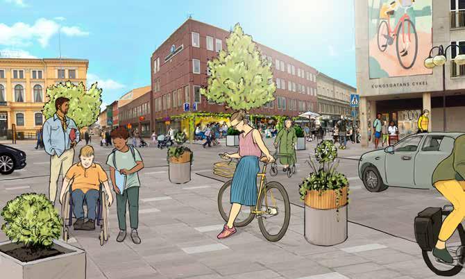 VÄLKOMMEN IN! I början av Kungsgatan sett från Södra torget öppnar sig gågatan.