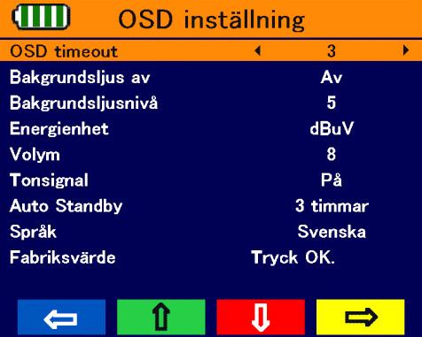 Meny OSD inställning 13 Meny OSD inställning 1. Tryck i TV-drift på MENUknappen (eller navigera till huvudmenyn). 2. Välj med knapparna / och / undermeny OSDinställning och bekräfta ditt val med OK.