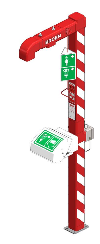 UPPVÄRMDA KOMBINATIONSDUSCHAR Frysskyddade säkerhetsduschar av kombinationstyp för utomhusbruk, med uppvärmda och förisolerade rör.