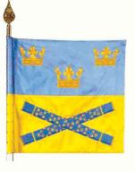 The command flag is drawn by Brita Grep and embroidered by hand by the Kedja studio, Heraldica.
