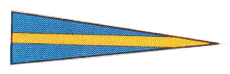 FÖRBANDSCHEFSTECKEN/COMMANDING OFFICERS SIGNS Avdelningschef Vimpel med av blått och gult delad duk. Commanding officer squadron Pennant per fess blue and yellow.