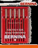 Tillbehör till symaskiner 53 Nålsortiment BERNINAs nålsortiment innehåller nålar av hög kvalitet för olika material och användningsområden i olika storlekar och modeller.