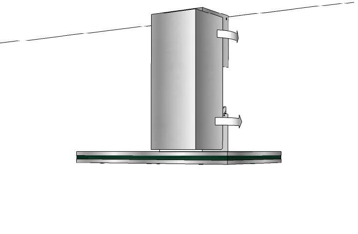 Montera upp det övre skorstensblecket ett par millimeter från taket. Skruva sedan upp det nedre skorstensblecket ca. 290 millimeter från taket, (A). Obs!