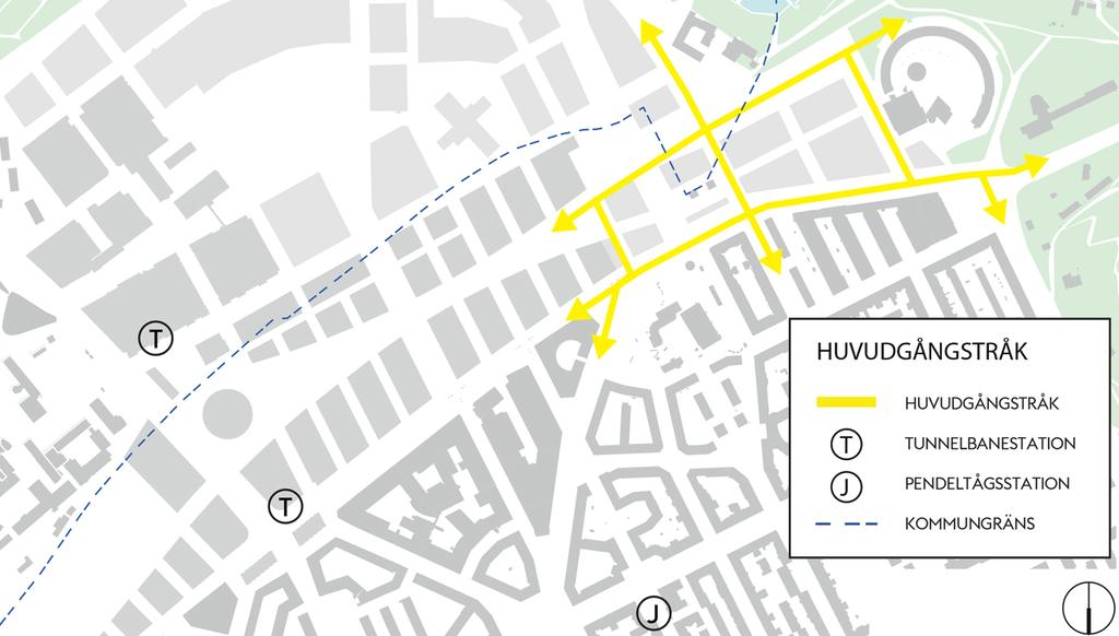 Exploateringskontoret AvdelningenförStoraprojekt Hagastaden TrafikPM HAG02/1 Sid10(17 Gångtrafik Gångbanor planeras längs alla gator, utom längs Uppsalavägen, norr om Värtabanan, där trafikmiljön och