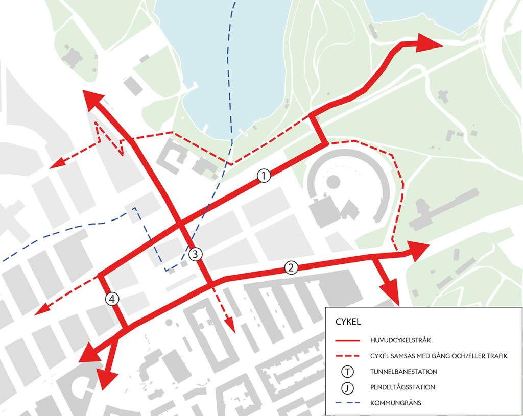 Exploateringskontoret AvdelningenförStoraprojekt Hagastaden TrafikPM HAG02/1 Sid11(17 Cykeltrafik Allmänt Inom programområdet planeras för tre olika typer av cyklister: - pendlare som endast passerar