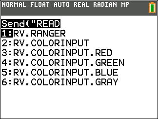 READ RV Sensors... SEND( Read Sensor kommandon Avläsning av lågnivåsensorer för att lära sig grunderna i robotik. Read RV Sensors... Send( READ RV.RANGER RV.COLORINPUT RV.COLORINPUT.RED RV.COLORINPUT.GREEN RV.