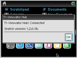 TI CE Familj av Grafikräknare: 1. Anslut TI-Innovator Hub till grafräknaren med en USB-kabel 2. Se till att ansluta till hubbens DATA-port 3.