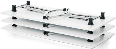 Två bord sätts enkelt ihop med den praktiska hörnskivan utan att använda stödben. Bordshöjd 725 mm.