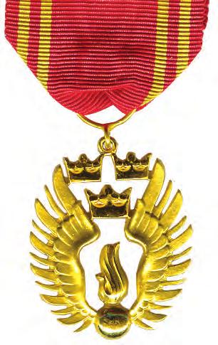 Sveriges Civilförsvarsförbunds förtjänsttecken i guld (f, se sid 79), silver och brons, SCFGFt/SFt/BFt.